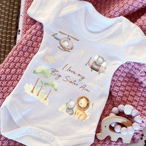 I Love My Big Sister Baby Vest, Personalised Sleepsuit, Sister Babygrow, Newborn Pregnancy Announcement Gift, Going to be a New Big Sister