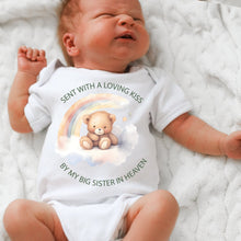 Load image into Gallery viewer, Sent With A Kiss From My Big Brother In Heaven, Brother baby loss, Brother Memorial, Baby Funeral Outfit, Miracle Baby, Rainbow Baby vest
