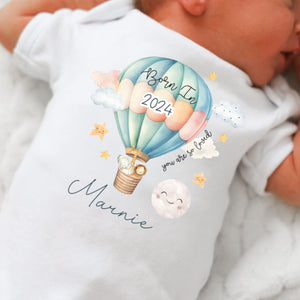 Personalised Born in 2024 Baby Vest, Safari Baby Sleepsuit, Personalised Baby Vest, New Baby Gift, Cute Baby Girl, Baby Announcement Vest