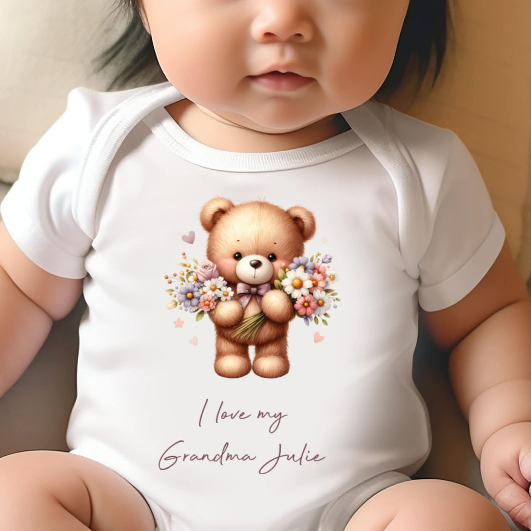 I Love My Grandma Baby Vest, Personalised Babygrow, Gran Babygrow, Newborn Pregnancy Announcement Gift, Going to be a Grandma, Grandparents