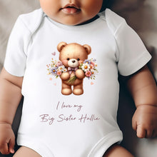 Load image into Gallery viewer, I Love My Sister Baby Vest, Personalised Sibling Bodysuit, Babygrow, Newborn Pregnancy Announcement, Going to be an Big Brother Announcement
