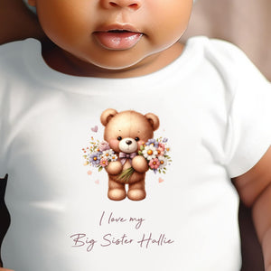 I Love My Sister Baby Vest, Personalised Sibling Bodysuit, Babygrow, Newborn Pregnancy Announcement, Going to be an Big Brother Announcement