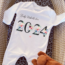 Load image into Gallery viewer, Baby Due in 2024 Baby Vest, Personalised Unisex Baby Sleepsuit, Personalised Baby Vest, New Baby Gift, Baby Boy Girl Baby Announcement Vest
