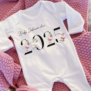 Baby Due in 2025 Baby Vest, Personalised Unisex Baby Sleepsuit, Personalised Baby Vest, New Baby Gift, Baby Boy Girl Baby Announcement Vest