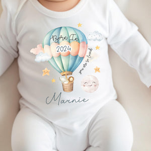 Personalised Born in 2024 Baby Vest, Safari Baby Sleepsuit, Personalised Baby Vest, New Baby Gift, Cute Baby Girl, Baby Announcement Vest
