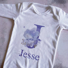 Load image into Gallery viewer, Nautical Whale Personalised babygrow / Sleepsuit
