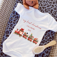 Load image into Gallery viewer, Santa train Personalised babygrow / Sleepsuit
