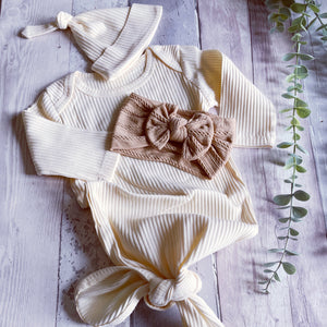 Oatmeal Knotted Baby Gowns
