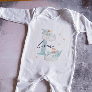 Personalised Flying bears babygrow / Sleepsuit