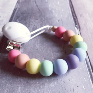 Simple Silicone Dummy Clip - Pastel Rainbow - Hopes, Dreams & Jellybeans 