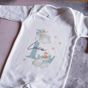 Personalised Flying bears babygrow / Sleepsuit