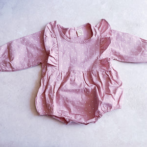 Long sleeved Rompers - Pink Spotty