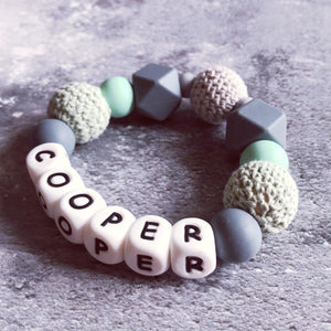 Personalised Silicone Teether without Bow - Hopes, Dreams & Jellybeans 
