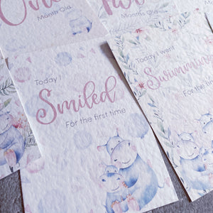 Cute Hippo Milestone Cards - Set of 30