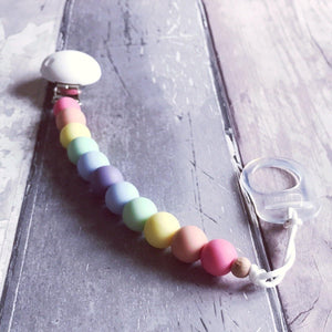 Simple Silicone Dummy Clip - Pastel Rainbow - Hopes, Dreams & Jellybeans 