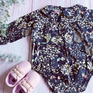 Floral Summer Rompers - Navy