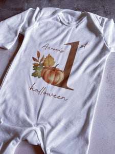 Autumn Pumpkin Personalised babygrow / Sleepsuit