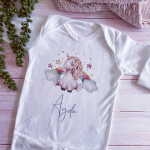 Personalised Unicorn babygrow / Sleepsuit